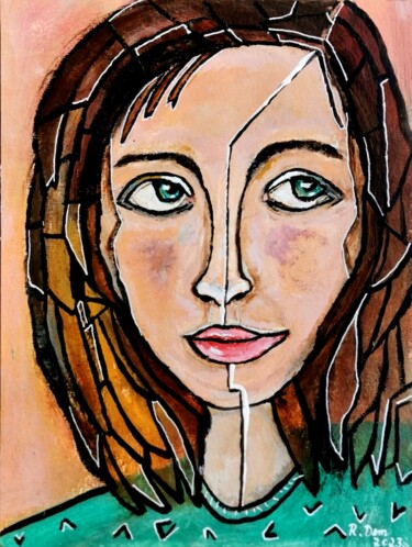 Malerei mit dem Titel "Die Skeptische 2" von Regina Dem, Original-Kunstwerk, Acryl
