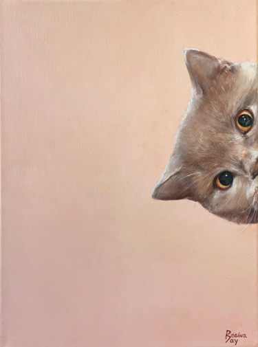 Pintura intitulada "Cat" por Regina Baybikova, Obras de arte originais, Óleo