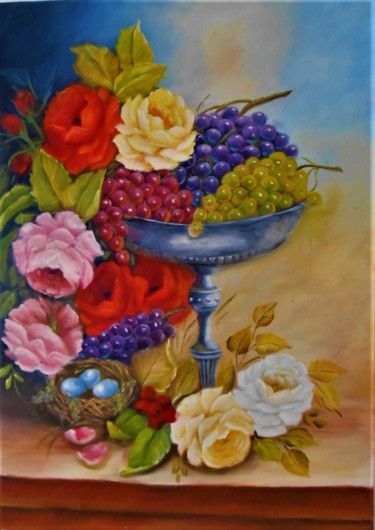 Pintura intitulada "Floral de flores e…" por Regina Schwingel, Obras de arte originais, Óleo