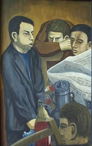 Painting titled "Groupe avec Journal." by Reginald Gray, Original Artwork