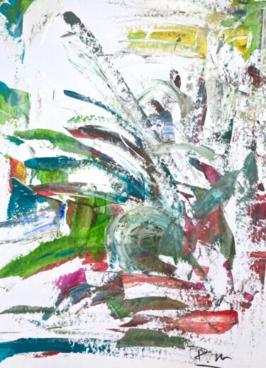 Картина под названием "Inspiration florale…" - Regine Blot, Подлинное произведение искусства, Акрил Установлен на Деревянная…