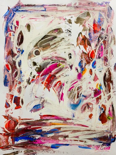 Peinture intitulée "Flocons colorés ave…" par Regine Blot, Œuvre d'art originale, Acrylique Monté sur Panneau de bois