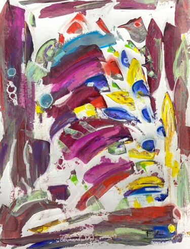 「Saut en violet」というタイトルの絵画 Regine Blotによって, オリジナルのアートワーク, アクリル ウッドパネルにマウント