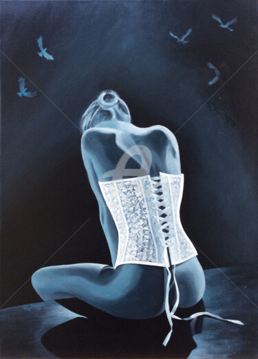 Pintura titulada "LE CORSET BLANC" por Régine Guthmann, Obra de arte original, Acrílico