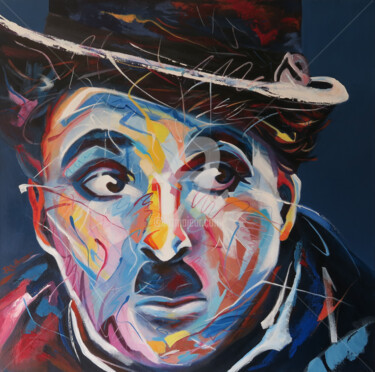 Painting titled "CHARLIE CHAPLIN (Co…" by Régine Guthmann, Original Artwork, Acrylic