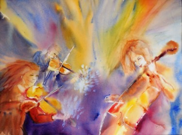 Malerei mit dem Titel "Musique en Irlande" von Navema, Original-Kunstwerk, Aquarell