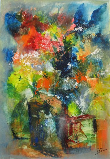Pintura intitulada "Marché aux fleurs" por Navema, Obras de arte originais, Acrílico
