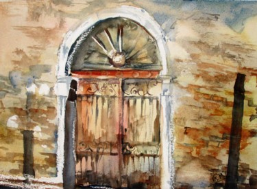 Pittura intitolato "Porte de Venise" da Navema, Opera d'arte originale, Acquarello