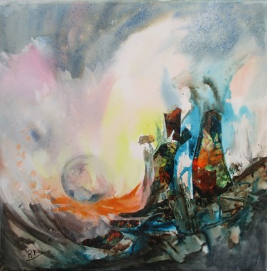 Peinture intitulée "Dans ma bulle" par Navema, Œuvre d'art originale, Aquarelle