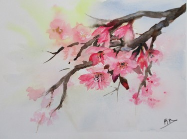 绘画 标题为“Fleurs de cerisier…” 由Navema, 原创艺术品, 水彩