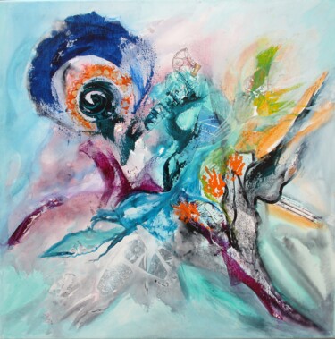 제목이 "Spirale"인 미술작품 Navema로, 원작, 수채화 나무 들것 프레임에 장착됨