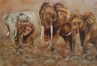 Pintura titulada "L ELEPHANTE BLANCHE…" por Régine Peltier, Obra de arte original, Oleo Montado en Bastidor de camilla de ma…
