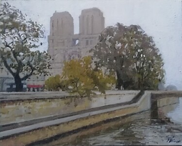 Malerei mit dem Titel "Notre Dame" von Régis Pettinari, Original-Kunstwerk, Öl