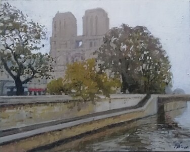 Painting titled "Notre Dame" by Régis Pettinari, Original Artwork, Oil