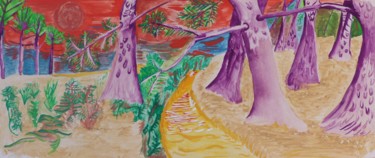 Peinture intitulée "Près du ruisseau-Ne…" par Régis Testard, Œuvre d'art originale, Gouache