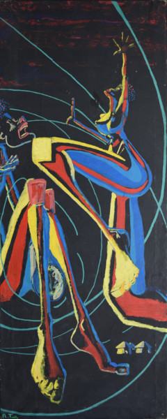 Peinture intitulée "DANSEUSE NOIRE -" par Régis Tuaillon, Œuvre d'art originale, Acrylique