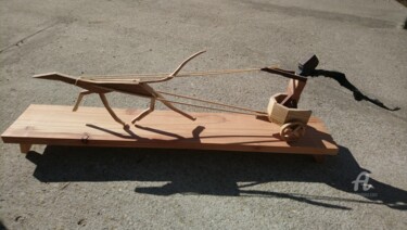 Sculptuur getiteld "Highspeed riding" door Reiner Poser, Origineel Kunstwerk, Hout