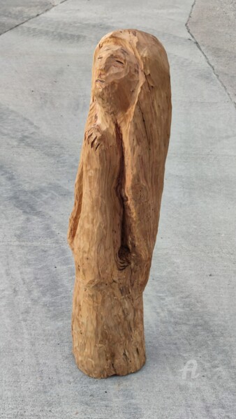 Sculptuur getiteld "Schmerz und Trauer" door Reiner Poser, Origineel Kunstwerk, Hout