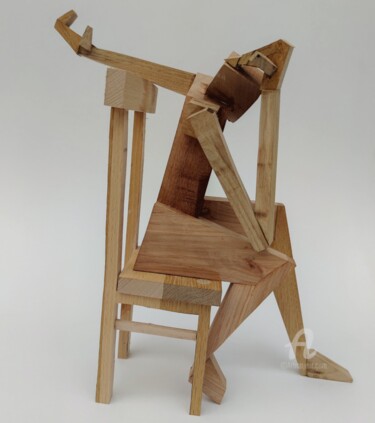 雕塑 标题为“Nachdenklicher Mann…” 由Reiner Poser, 原创艺术品, 木