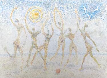 Pittura intitolato "Beachvolleyball" da Reiner Poser, Opera d'arte originale, Acquarello