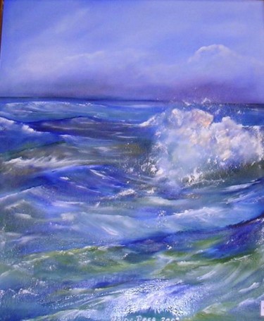 Peinture intitulée "la vague" par Reine-Rose, Œuvre d'art originale, Huile