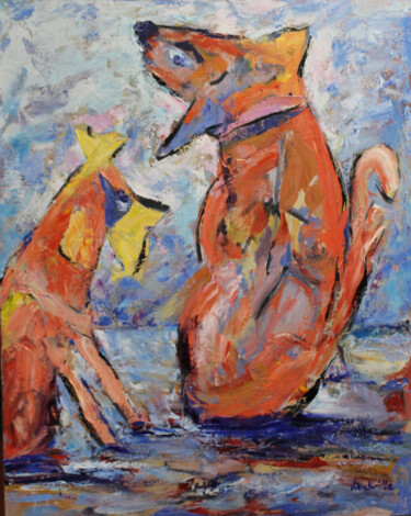 Painting titled "Mascotas" by Javier López Villabrille, Original Artwork, Oil