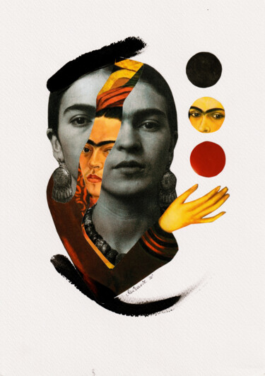 Collagen mit dem Titel "Frida" von Renate Natalja Relenvie, Original-Kunstwerk, Collagen