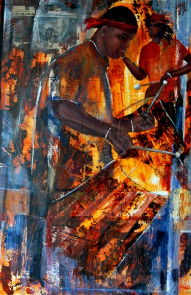 Peinture intitulée "LUNE SENEGALESE" par Reme, Œuvre d'art originale, Huile