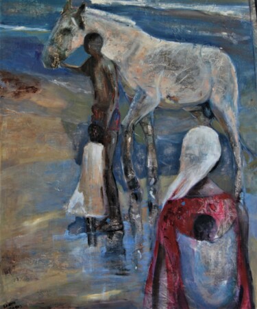 Malerei mit dem Titel "Le Cheval-blanc-100…" von Reme, Original-Kunstwerk, Öl