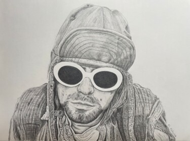 Tekening getiteld "Kurt Cobain" door Rémi Capobianco, Origineel Kunstwerk, Potlood