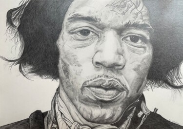 Рисунок под названием "Jimi Hendrix" - Rémi Capobianco, Подлинное произведение искусства, Карандаш