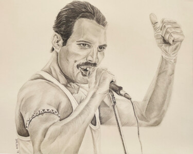 "Freddie Mercury 2" başlıklı Resim Rémi Capobianco tarafından, Orijinal sanat, Kalem