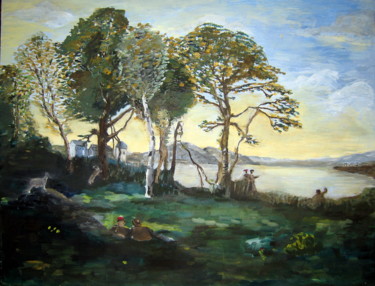 Peinture intitulée "Lac de Castel Gando…" par Rémi Demerlé, Œuvre d'art originale, Huile