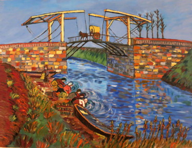 Peinture intitulée "Le pont de Langlois…" par Rémi Demerlé, Œuvre d'art originale, Huile