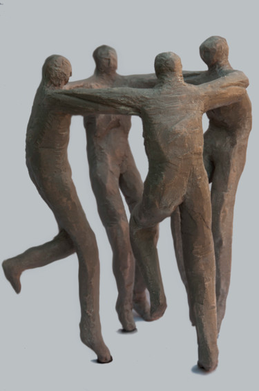 Scultura intitolato "Danse des quatres g…" da Rémi Dugué, Opera d'arte originale, Ceramica
