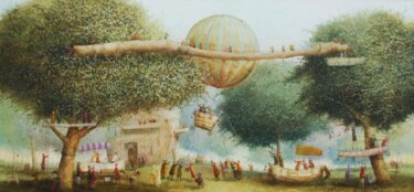 Painting titled "balloon" by Remigijus Januskevicius, Original Artwork, Oil