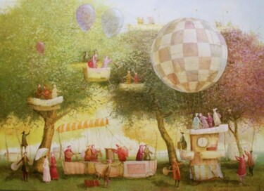 Painting titled "Balloon" by Remigijus Januskevicius, Original Artwork, Oil