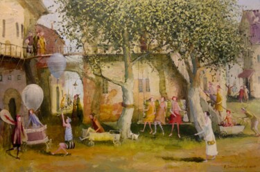 Painting titled "courtyard" by Remigijus Januskevicius, Original Artwork, Other