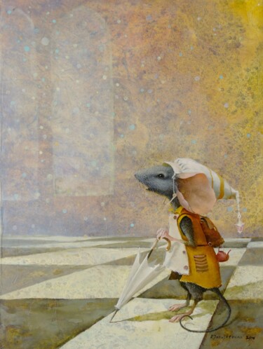 Painting titled "Mickey traveler" by Remigijus Januskevicius, Original Artwork, Oil