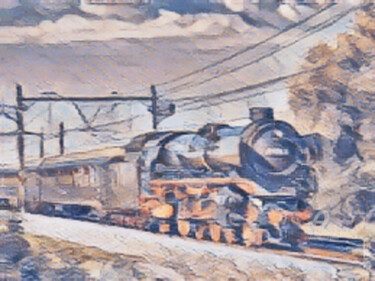 Digitale Kunst getiteld "stoom trein" door Remond Reichwein, Origineel Kunstwerk, Digitaal Schilderwerk