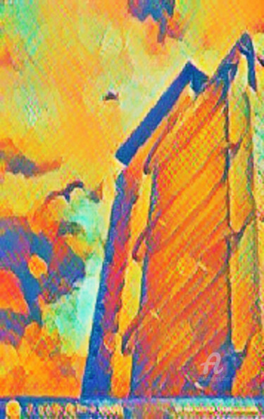 Digital Arts titled "orange building" by Remond Reichwein, Original Artwork, Digital Painting