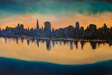 Painting titled "dark city" by Remy Bolet, Original Artwork