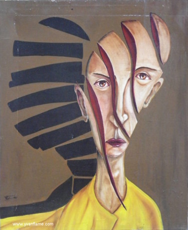 Peinture intitulée "Schizofrénie Latente" par Yvan Flame, Œuvre d'art originale, Huile Monté sur Châssis en bois