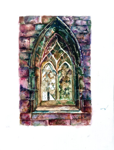 Painting titled "Window" by Renata Chipra, Original Artwork, Watercolor