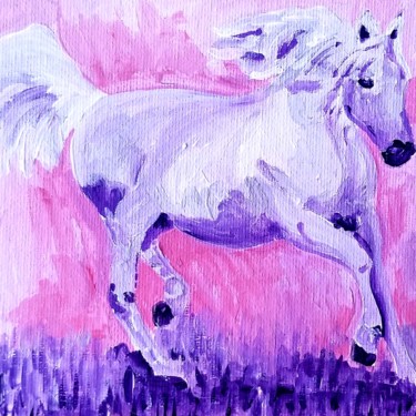 Pittura intitolato "Violet Horse" da Renata Minko, Opera d'arte originale, Acrilico