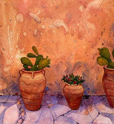 绘画 标题为“Cacti” 由Рената Мушат, 原创艺术品, 水彩