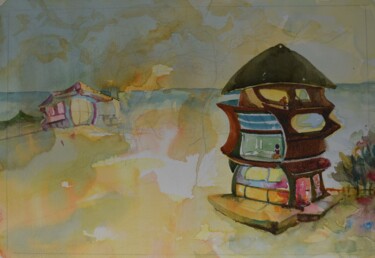 Pintura intitulada "totem house" por Renato Cardoso, Obras de arte originais, Aquarela