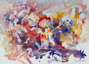 Pittura intitolato "avalanche" da Renato Cardoso, Opera d'arte originale, Acquarello