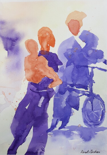 Peinture intitulée "família" par Renato Cardoso, Œuvre d'art originale, Aquarelle