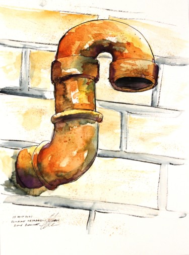 Desenho intitulada "Évent de plomberie…" por René Blanchet, Obras de arte originais, Tinta